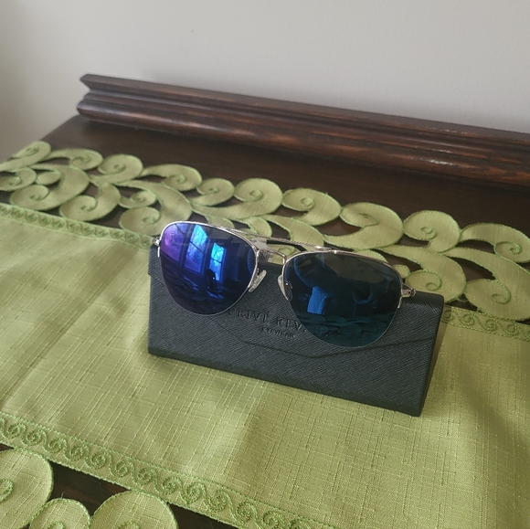 PRIVE REVAUX EYEWEAR  Silver Frame with Dark Blue Lenses - Picture 2 of 3